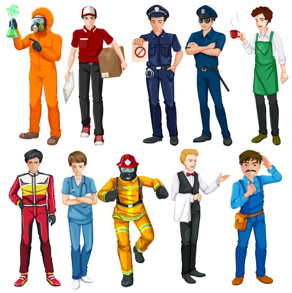 Men doing different types of jobs — Stock Vector