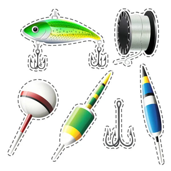 Fishing set with hooks and string — Stock Vector