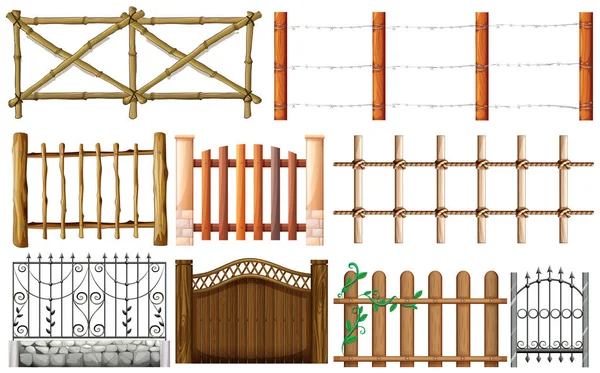 Diferentes diseños de valla — Vector de stock