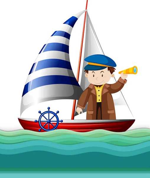 Kapitán plachtění na moři — Stockový vektor