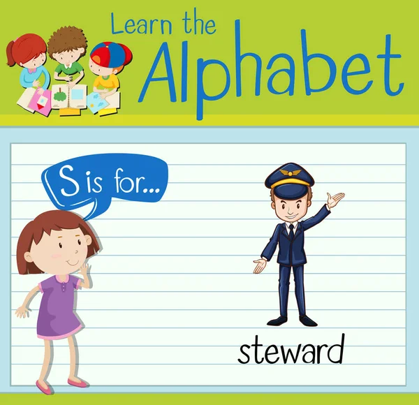 Tanulókártya S betű van a steward — Stock Vector