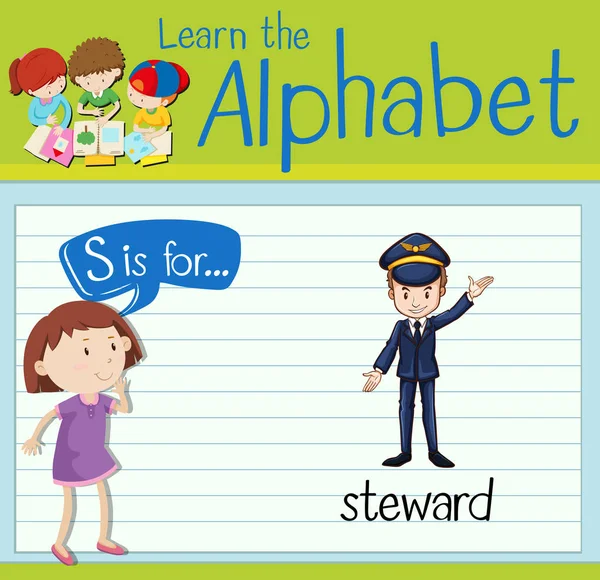 Flashcard letter S is voor steward — Stockvector