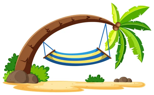 Scene with hammock on coconut tree — Stock Vector