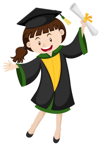 Graduation girl with degree — Stock Vector