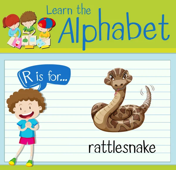 Flashcard alfabet r is voor rattle snake — Stockvector