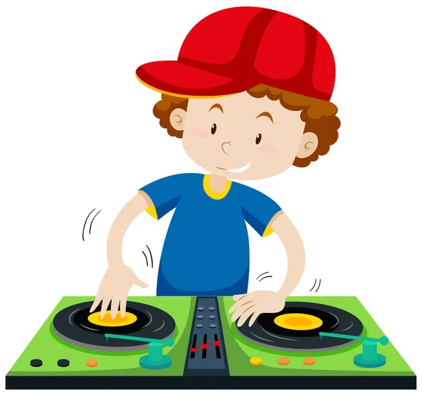 DJ tocando música en la estación — Vector de stock