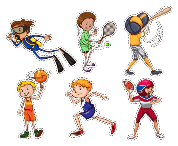 Conjunto de personas haciendo diferentes deportes — Vector de stock