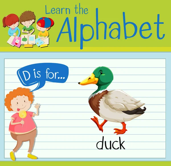 Flashcard letter D is for duck — Stock Vector