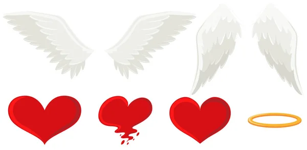 Asas de anjo e coração — Vetor de Stock