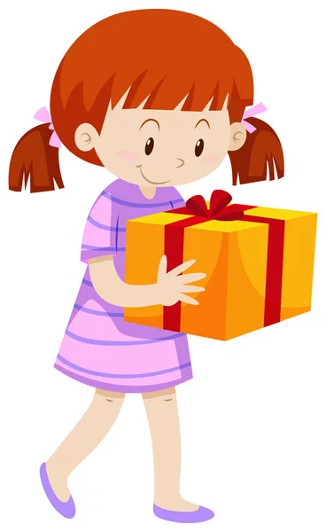Маленька дівчинка з подарунковою коробкою — стоковий вектор