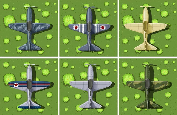 Šest návrhů vojenské letadlo — Stockový vektor