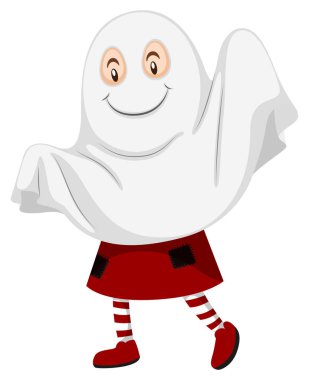 Küçük çocuk Cadılar Bayramı için hayalet gibi giyinmiş