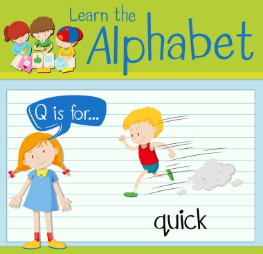 Flashcard harf Q hızlı olduğunu
