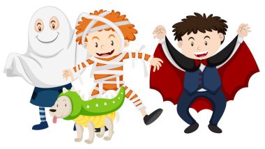 çocuklar için Halloween giyinmiş