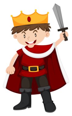 Kral kostüm kılıç ile çocuk