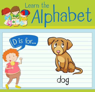 Flashcard D köpek için harftir
