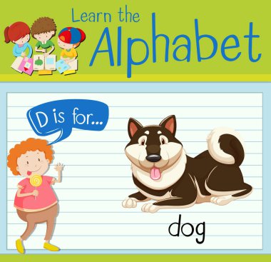 Flashcard D köpek için harftir