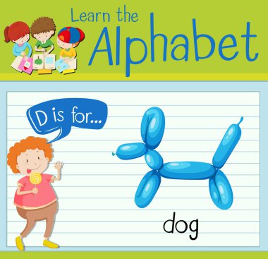 Flashcard D köpek için harftir
