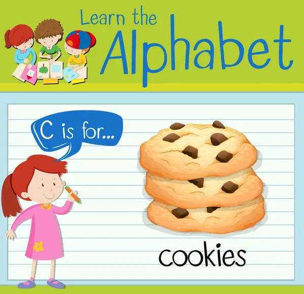 Flashcard letter C is voor cookies — Stockvector