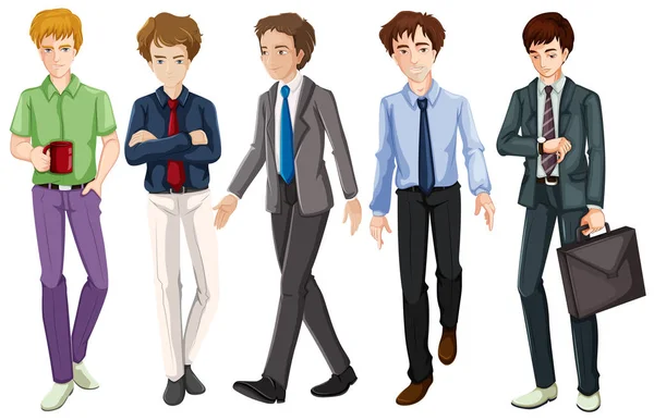 Hombres de traje y corbata — Vector de stock