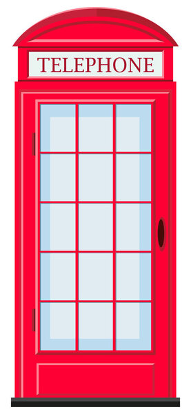 Red telephone booth with glass door