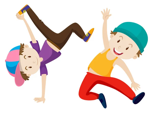 Two boys doing breakdance — Stock Vector