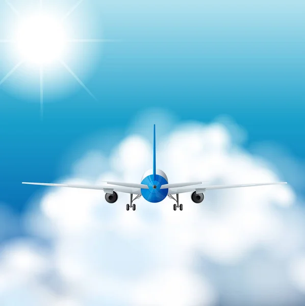 Airplane flying in the sky at daytime — Stock Vector