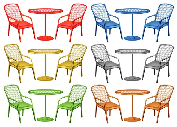 Chaises et table basse en six couleurs — Image vectorielle