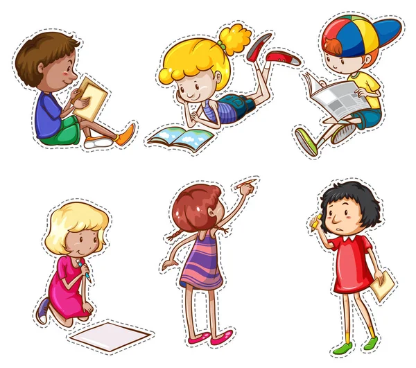 Çocuklar okuma ve yazma — Stok Vektör