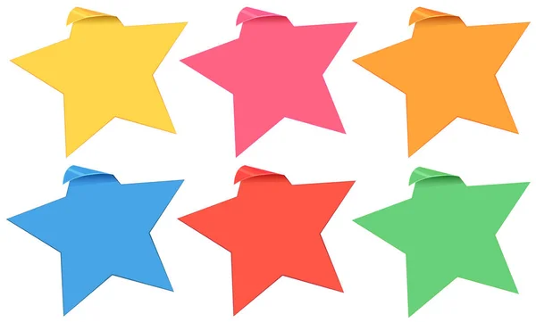 Modèle d'étiquette avec étoiles en six couleurs — Image vectorielle