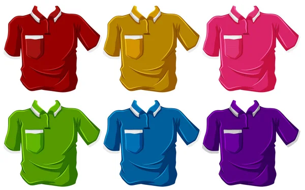 Camisas en seis colores diferentes — Vector de stock