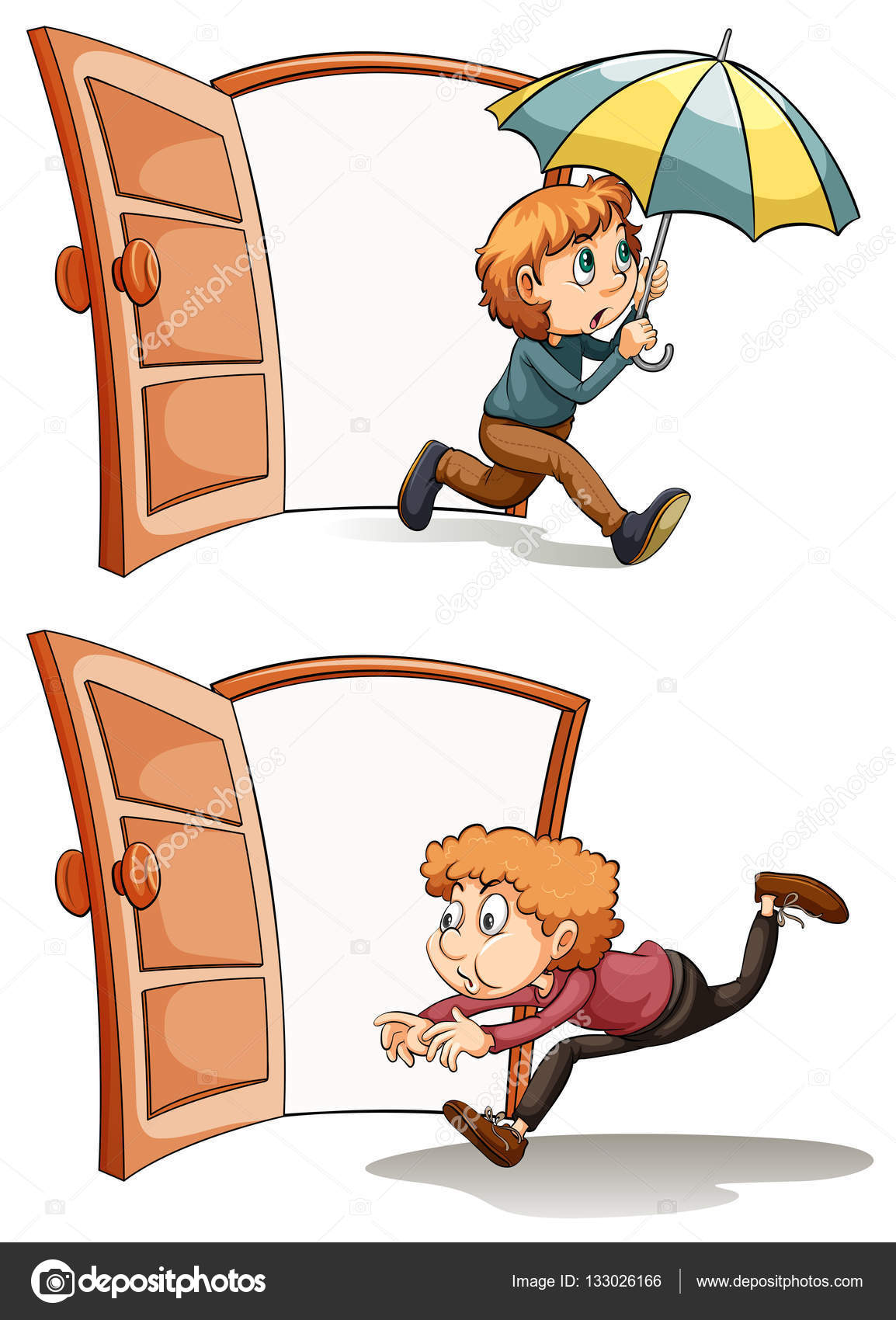 Man walking in and out the door Stock Vector by ©blueringmedia