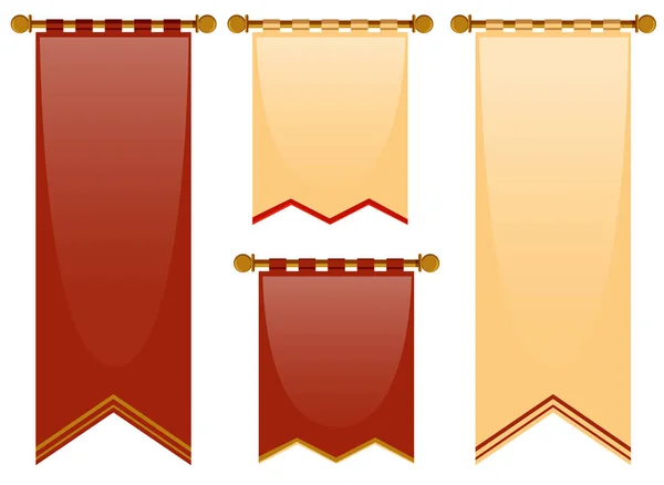 Medeltida stil av banners i rött och brunt — Stock vektor
