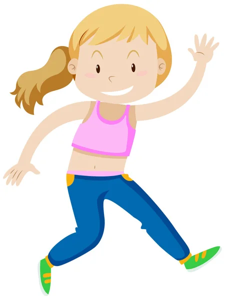 Fille heureuse en tenue d'exercice — Image vectorielle