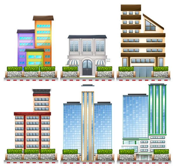 Different designs of buildings — Stock Vector