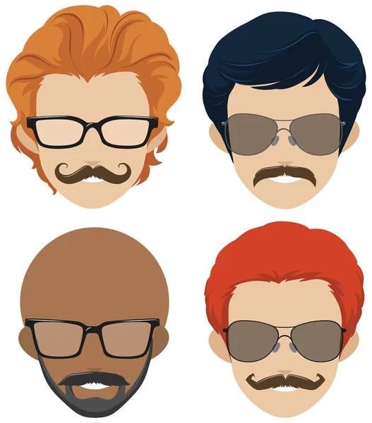 Schnurrbart und Brille für Männer — Stockvektor