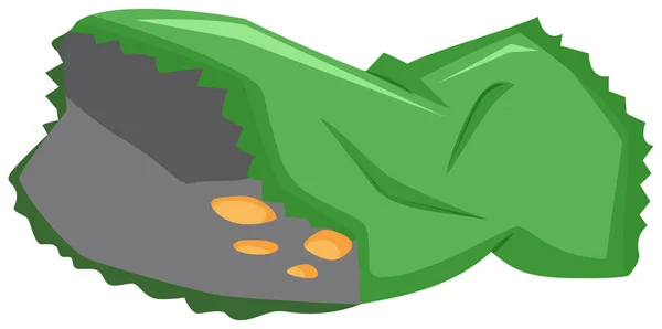 Зеленая сумка с остатками чипсов — стоковый вектор