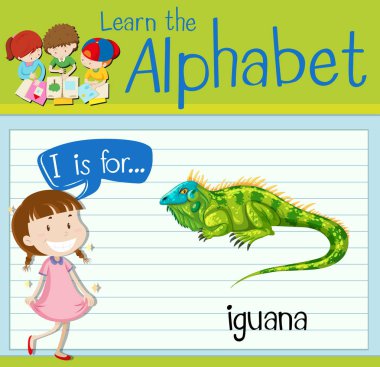 Flashcard mektup iguana için olduğunu