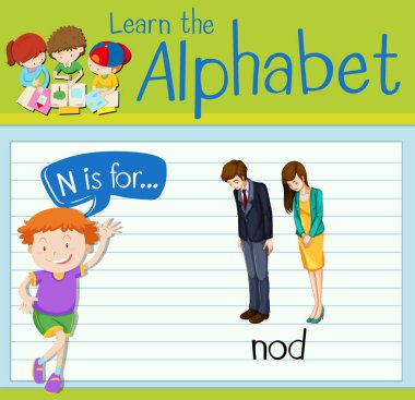 Flashcard N için başını sallamak harftir