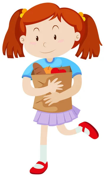 Little girl with shopping bag — Stock Vector