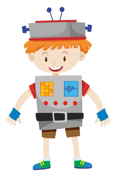 Boy dressed up as robot — Stock Vector