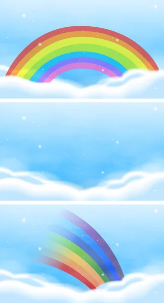 Cena do céu com belo arco-íris — Vetor de Stock