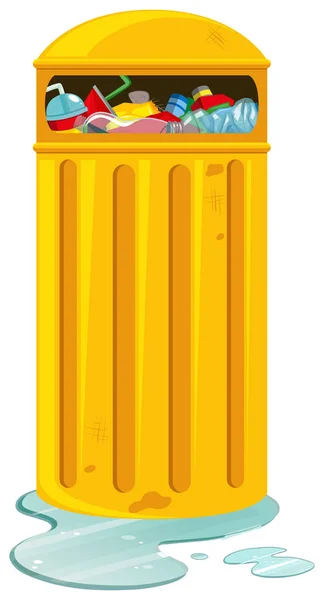 Rubbish bin with lots of rubbish — Stock Vector