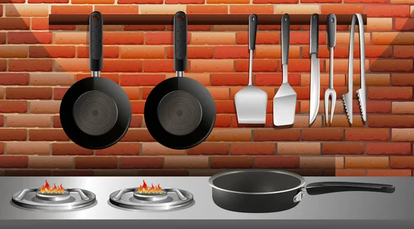 Keuken utencils in keuken — Stockvector