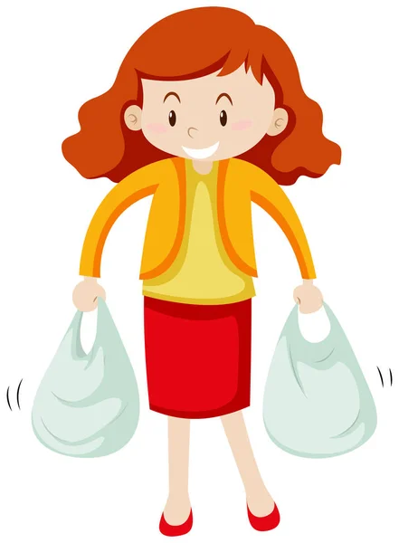 二つのショッピングバッグを持つ女性 — ストックベクタ