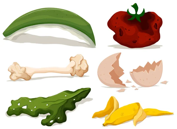 Différents types d'aliments pourris — Image vectorielle