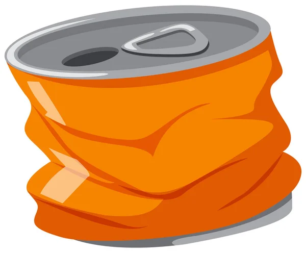 Used aluminum can in orange color — Stock Vector