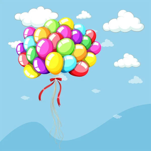 Background template with balloons in blue sky — Stock Vector