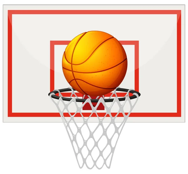 Basketball mit Basketballbrett und Netz — Stockvektor