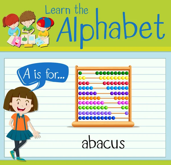 Flashcard harf A abacus için olduğunu — Stok Vektör
